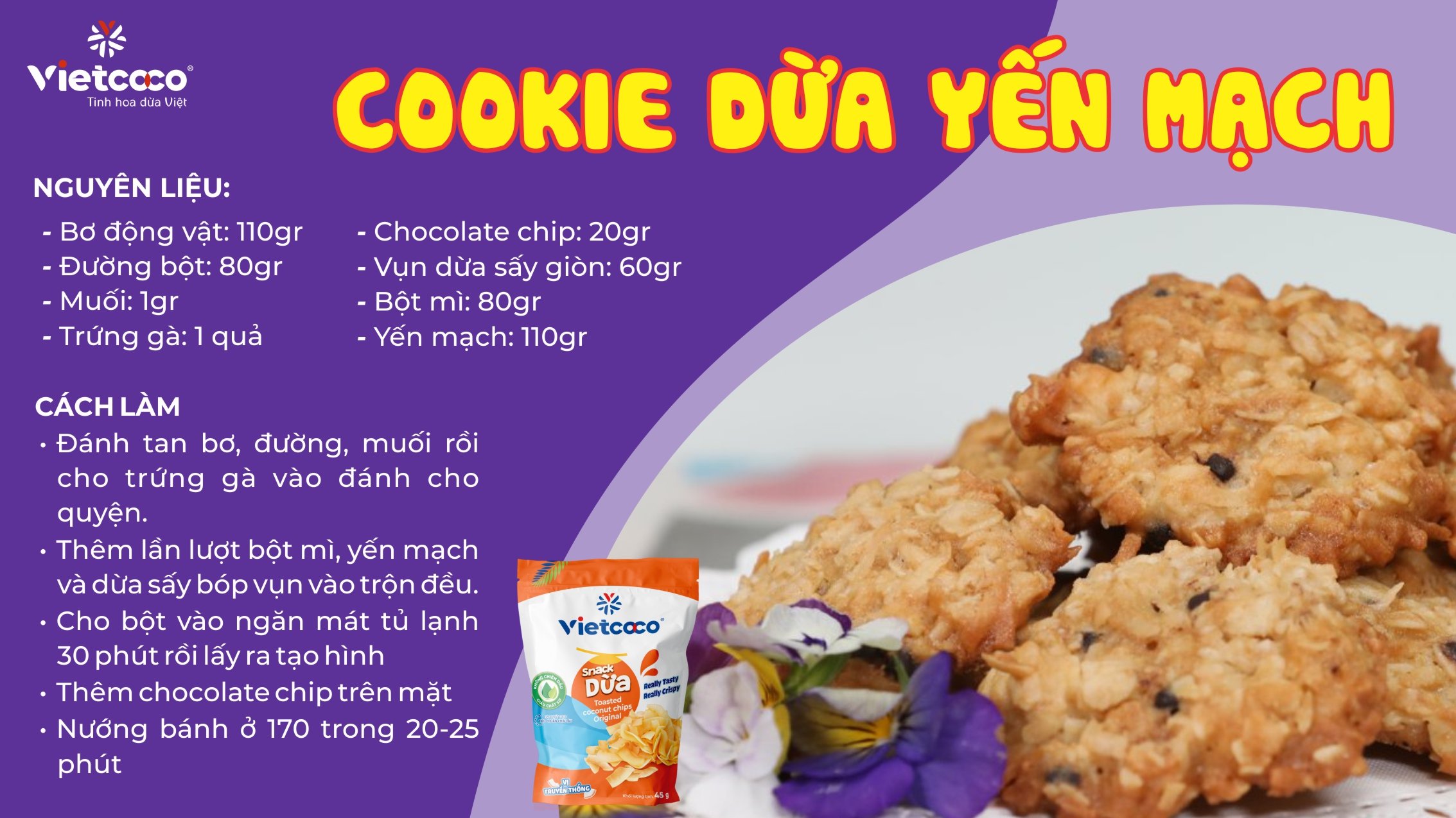 Cookie dừa yến mạch cùng Snack dừa Vietcoco