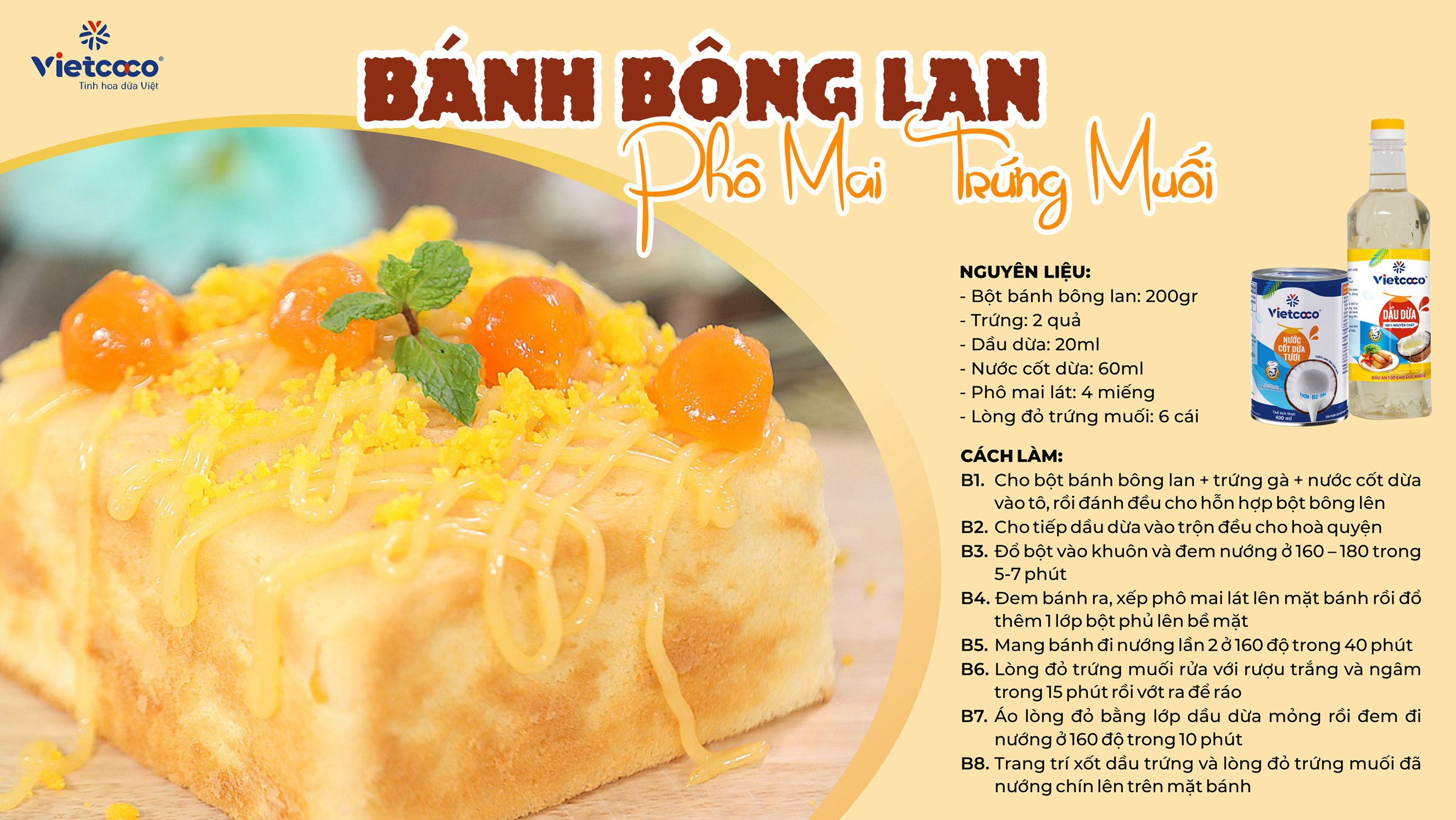 Bánh bông lan phô mai trứng muối